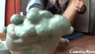 My closeup dirty feet and big dildo footjob