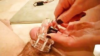 Chastity jerk off