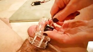 Chastity jerk off
